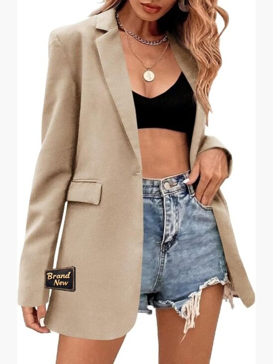 Jackets & Blazers - Women's Oversized Long Sleeve Lapel Blazer Suit Jacket